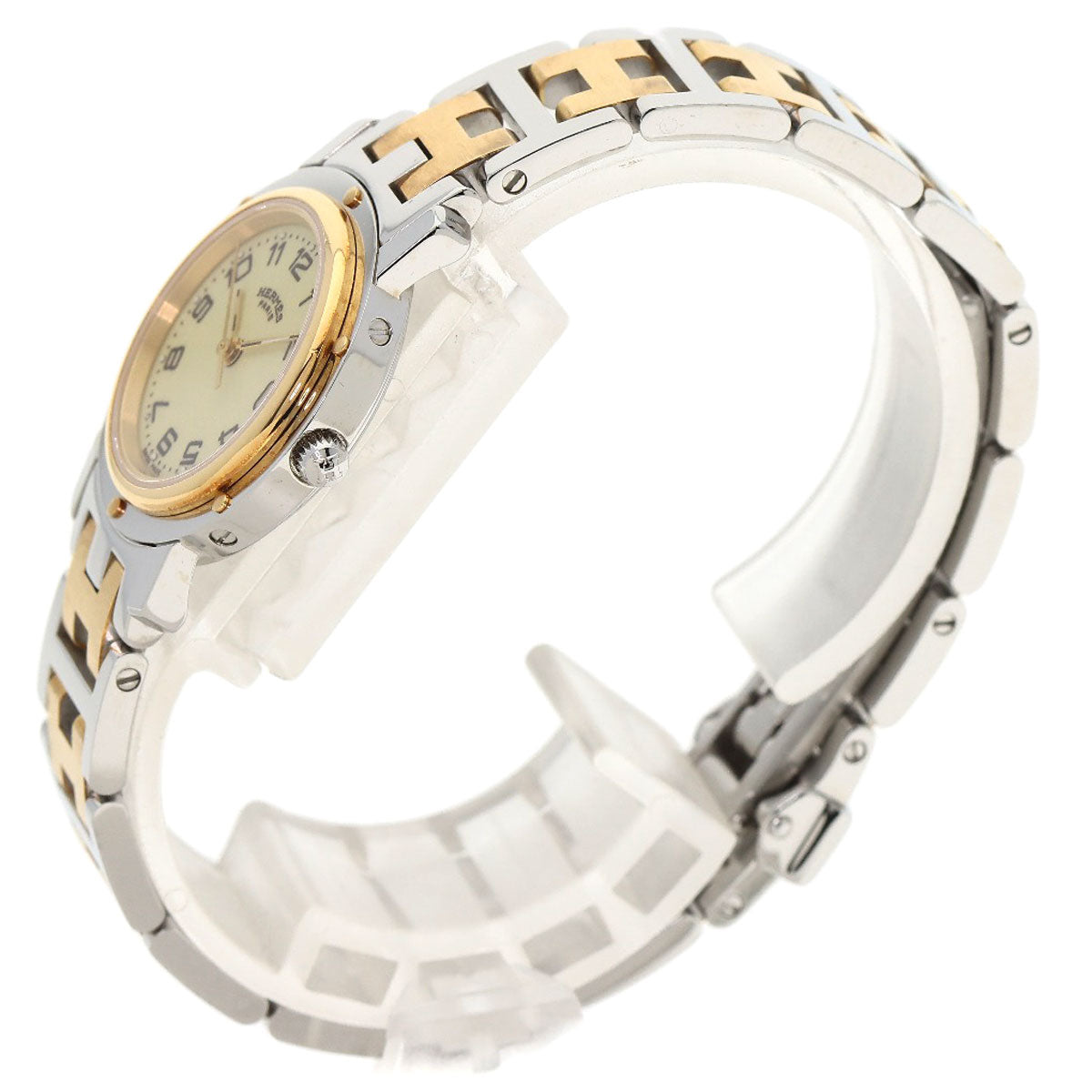 HERMES Watches Quartz CL4.220 Stainless Steel gold Clipper Ivory dial