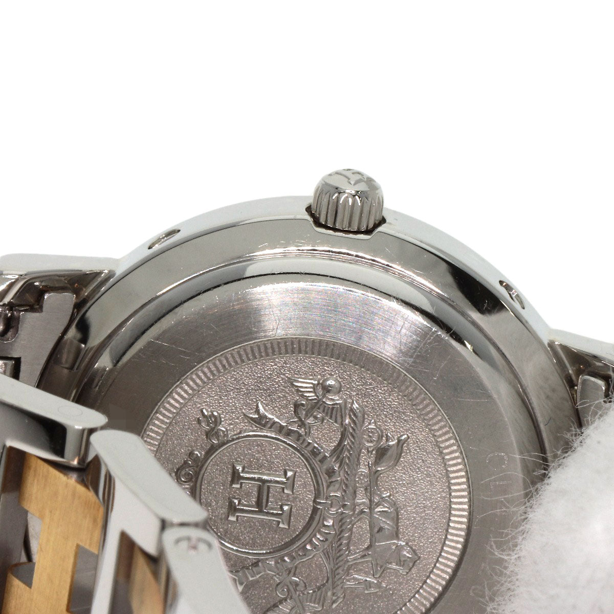 HERMES Watches Quartz CL4.220 Stainless Steel gold Clipper Ivory dial