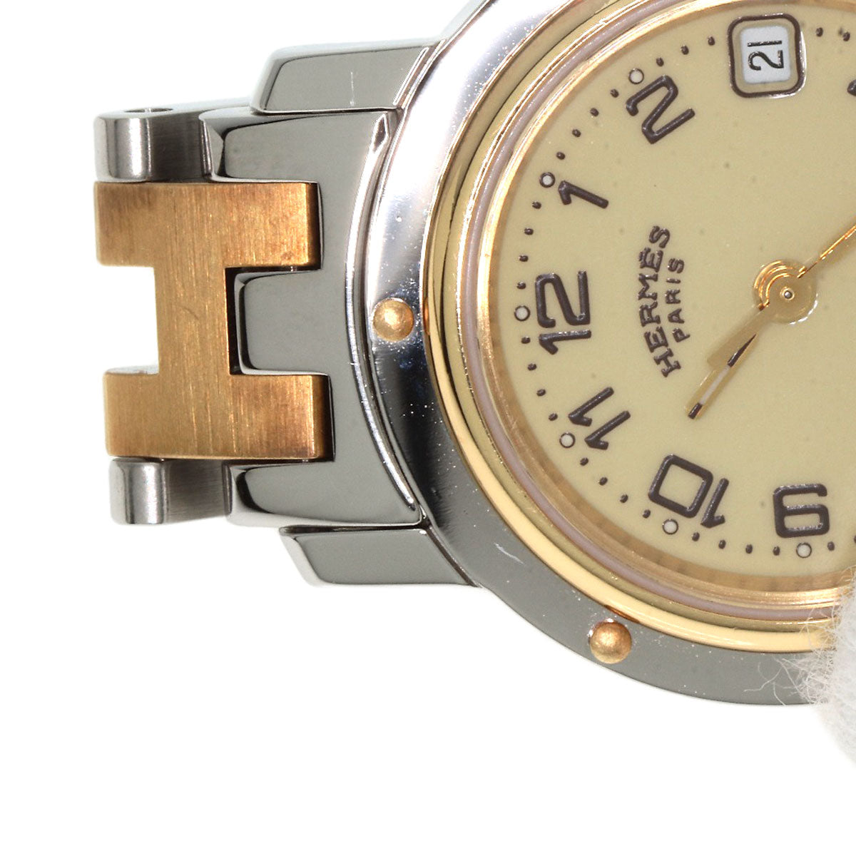 HERMES Watches Quartz CL4.220 Stainless Steel gold Clipper Ivory dial