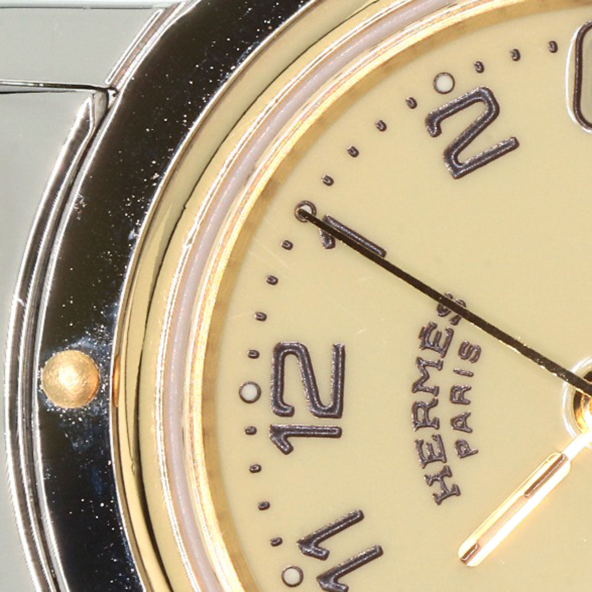 HERMES Watches Quartz CL4.220 Stainless Steel gold Clipper Ivory dial