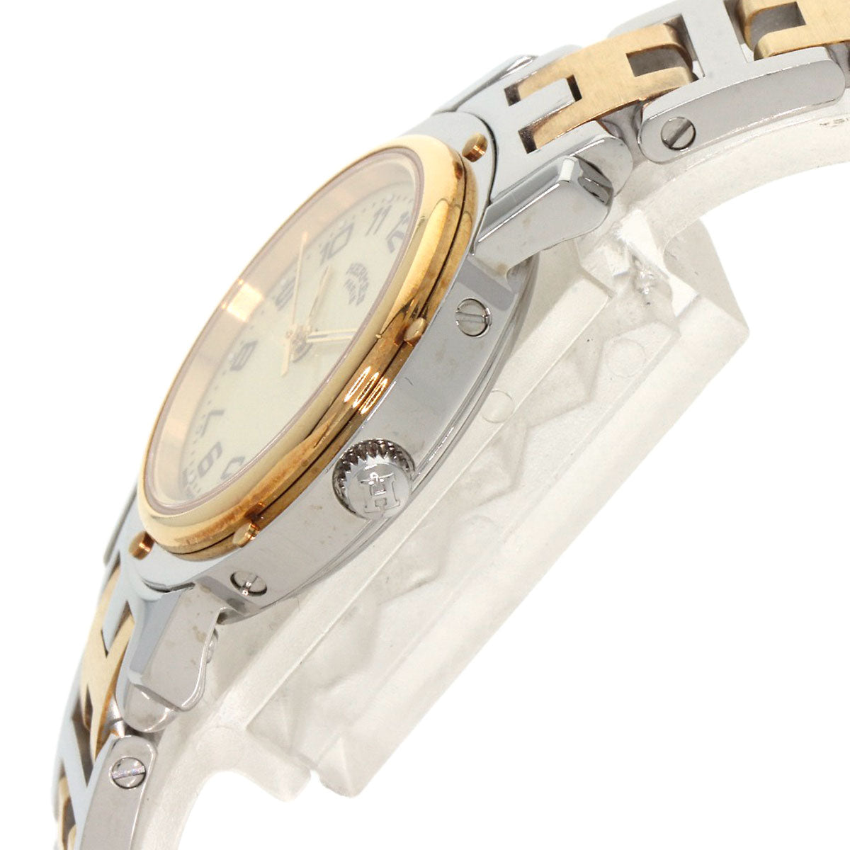 HERMES Watches Quartz CL4.220 Stainless Steel gold Clipper Ivory dial