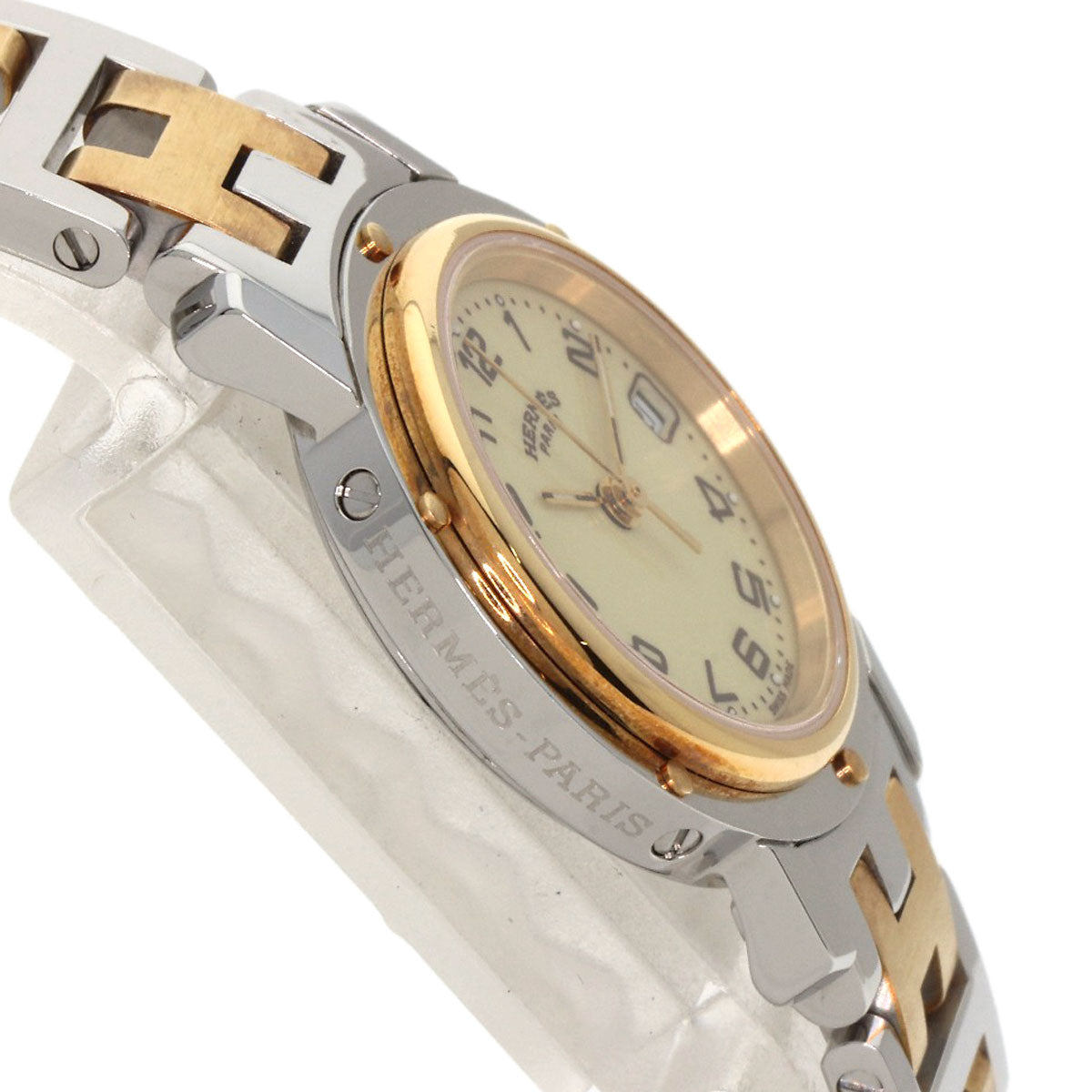 HERMES Watches Quartz CL4.220 Stainless Steel gold Clipper Ivory dial