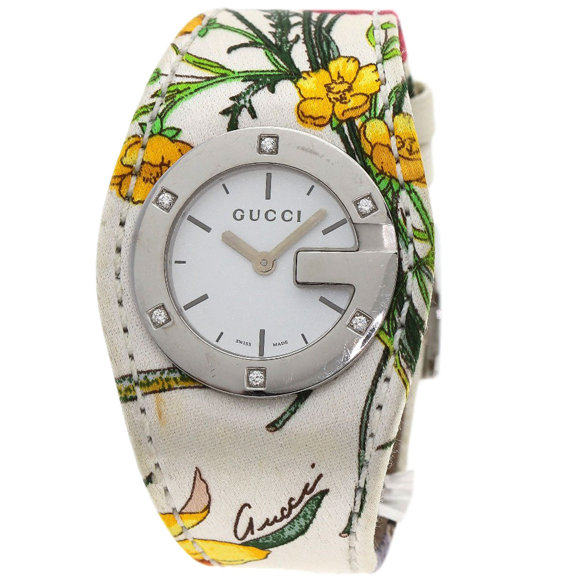 GUCCI Watches Quartz YA104 Stainless Steel Silver Bandeau Flora Silver dial