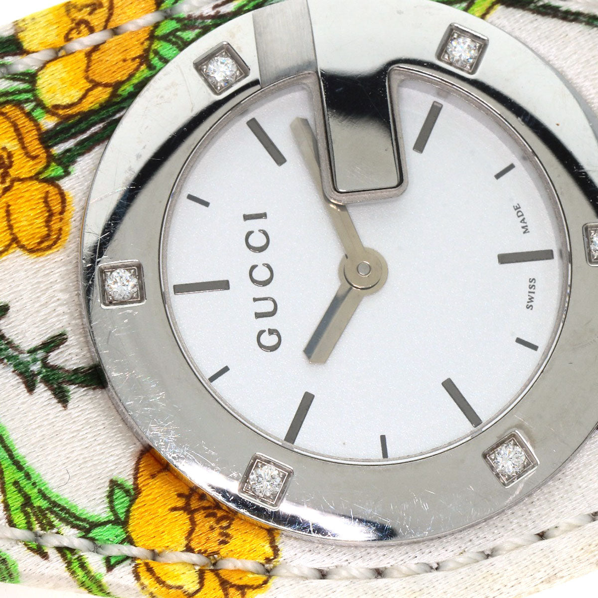GUCCI Watches Quartz YA104 Stainless Steel Silver Bandeau Flora Silver dial