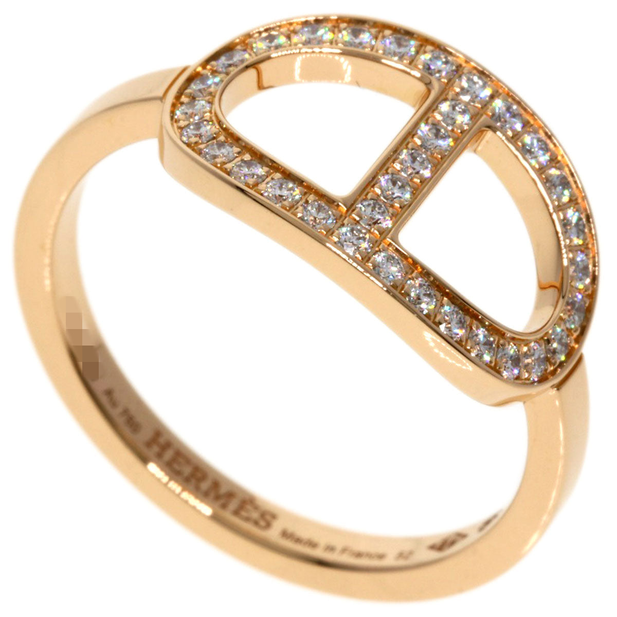 HERMES Ring 18K Pink Gold gold Chaine d'Ancre Contour MM Diamond #52
