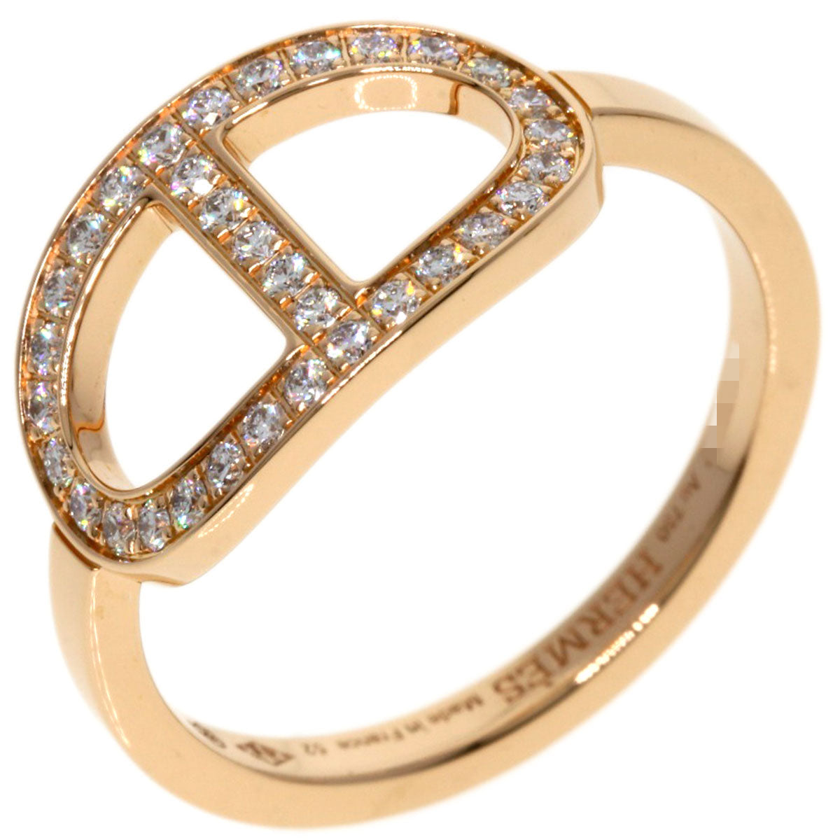 HERMES Ring 18K Pink Gold gold Chaine d'Ancre Contour MM Diamond #52