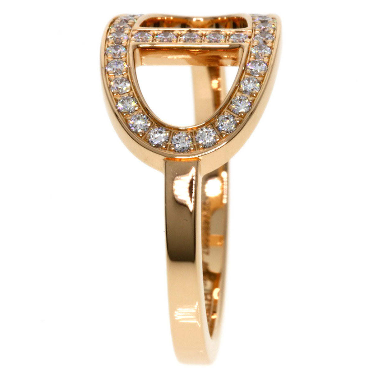 HERMES Ring 18K Pink Gold gold Chaine d'Ancre Contour MM Diamond #52