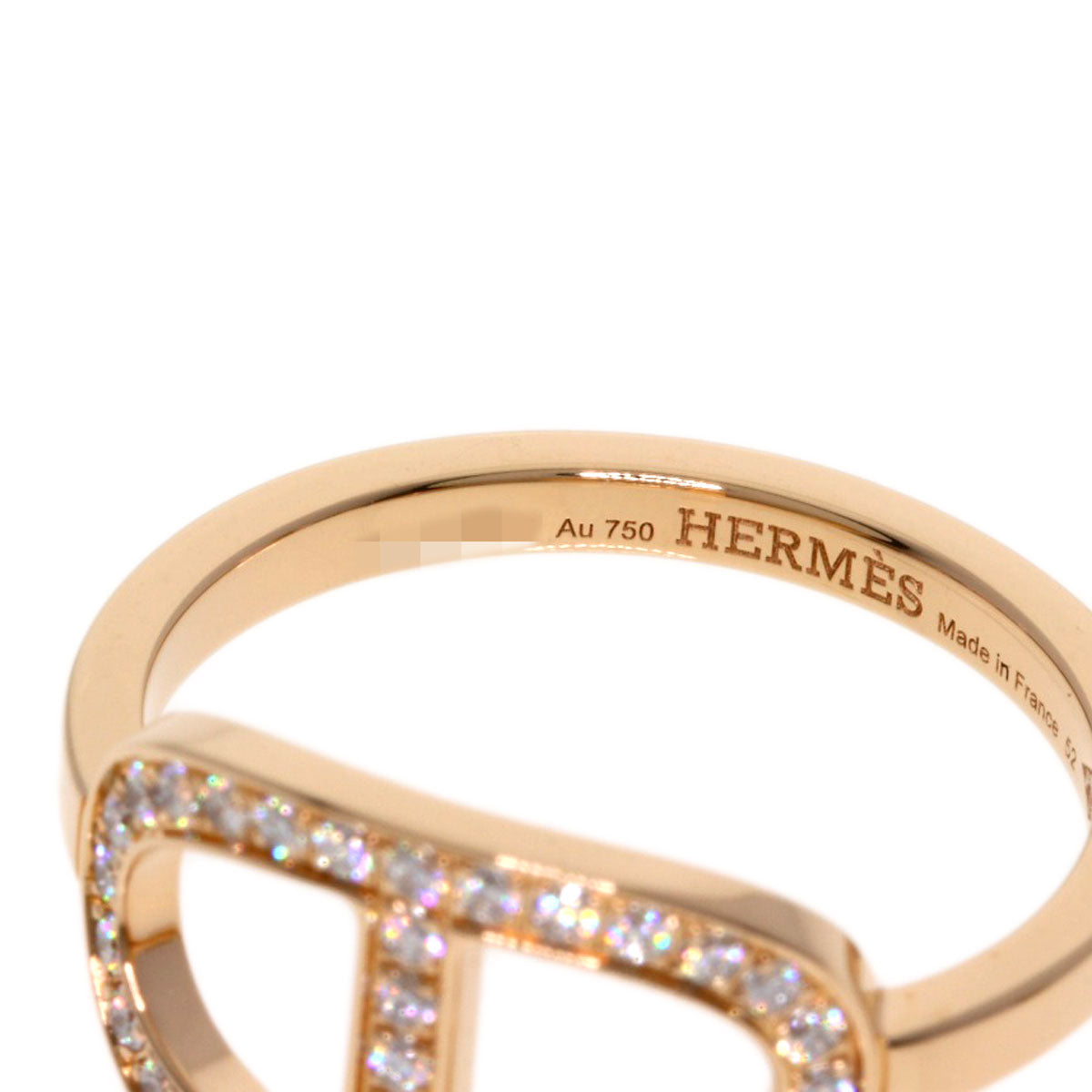 HERMES Ring 18K Pink Gold gold Chaine d'Ancre Contour MM Diamond #52