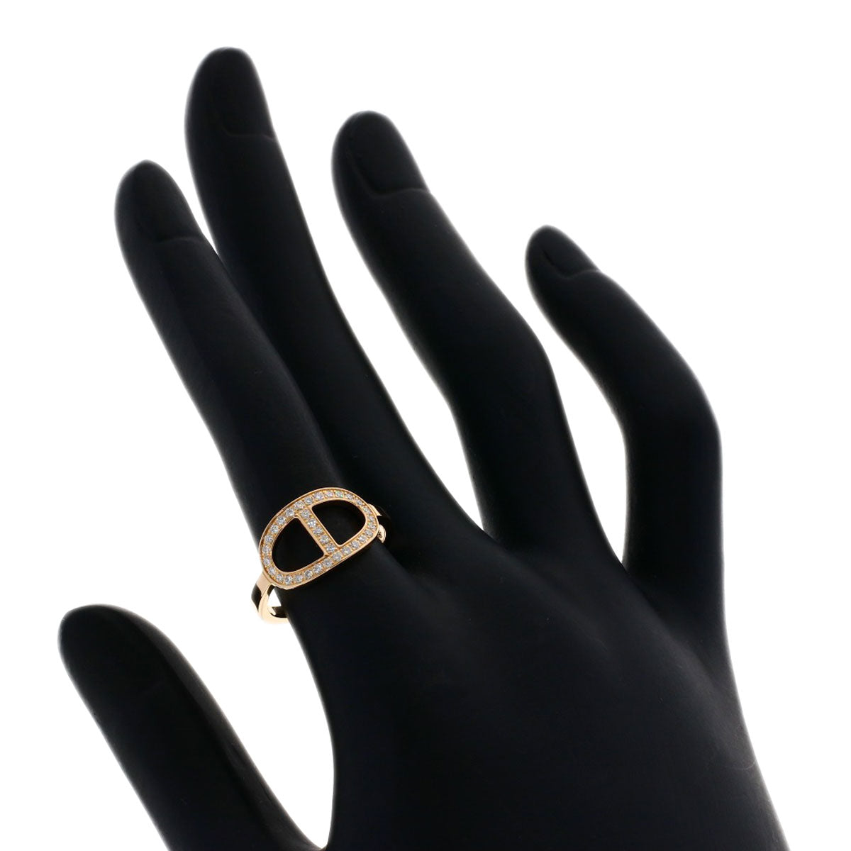 HERMES Ring 18K Pink Gold gold Chaine d'Ancre Contour MM Diamond #52