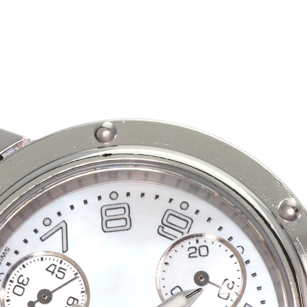 HERMES Watches Quartz CL1.310 Stainless Steel Silver Clipper Chronograph White shell dial