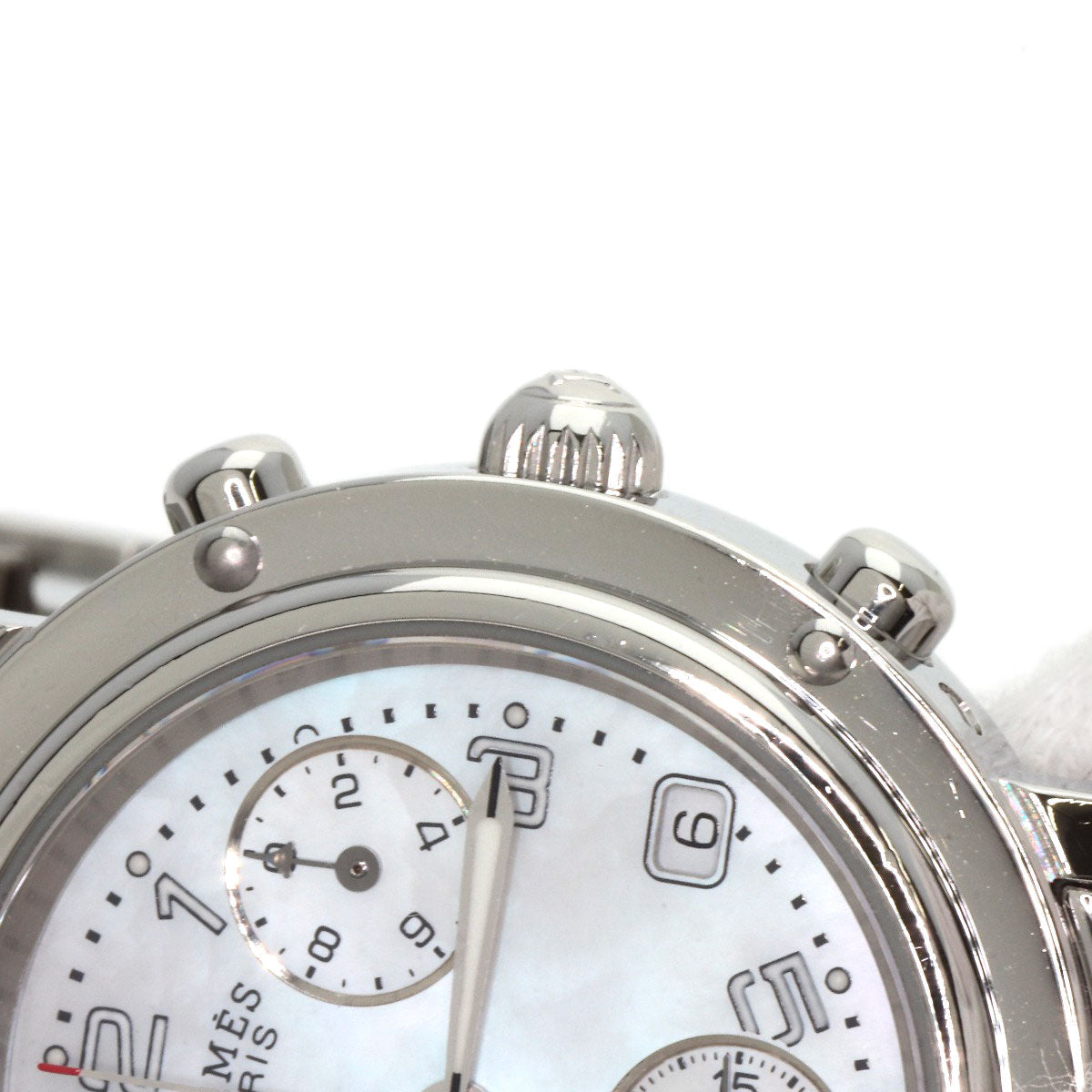 HERMES Watches Quartz CL1.310 Stainless Steel Silver Clipper Chronograph White shell dial