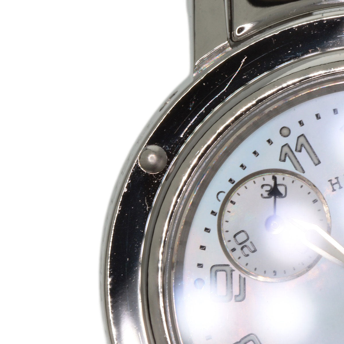 HERMES Watches Quartz CL1.310 Stainless Steel Silver Clipper Chronograph White shell dial