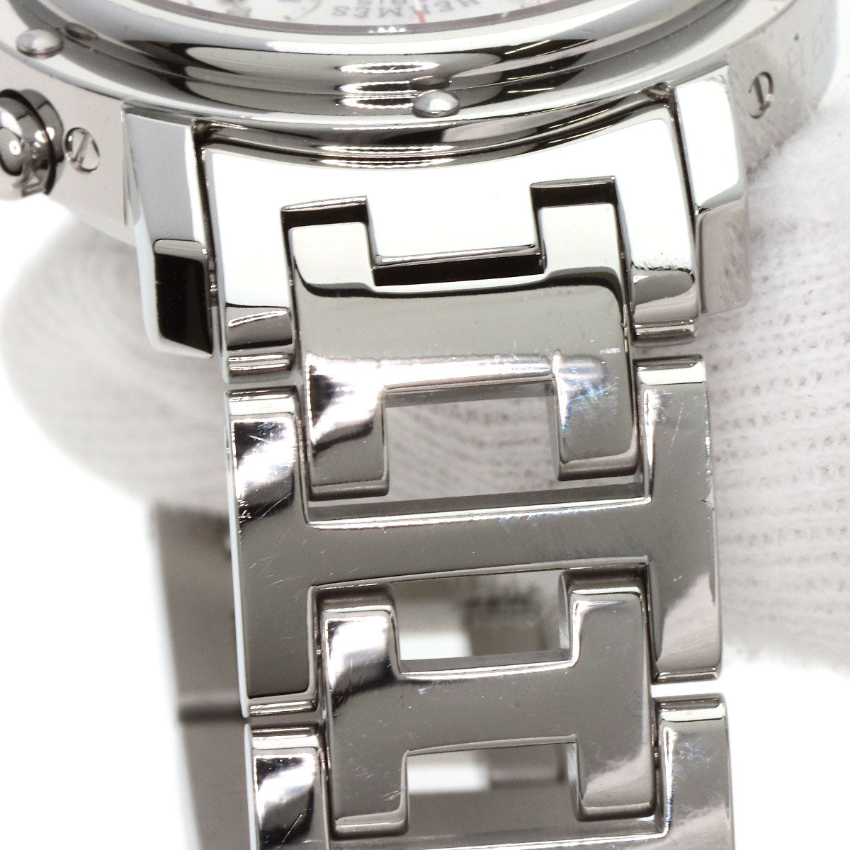 HERMES Watches Quartz CL1.310 Stainless Steel Silver Clipper Chronograph White shell dial