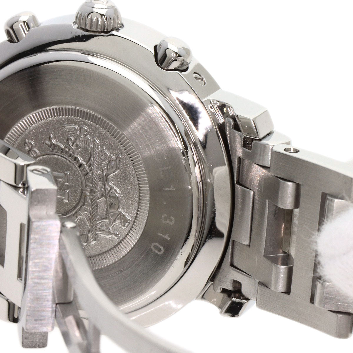 HERMES Watches Quartz CL1.310 Stainless Steel Silver Clipper Chronograph White shell dial