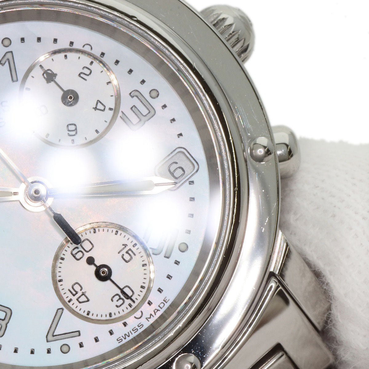 HERMES Watches Quartz CL1.310 Stainless Steel Silver Clipper Chronograph White shell dial