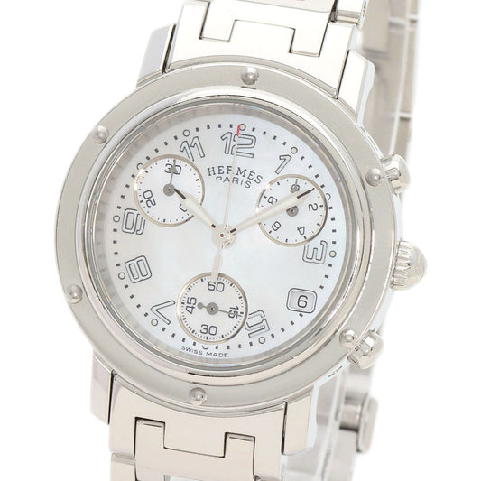 HERMES Watches Quartz CL1.310 Stainless Steel Silver Clipper Chronograph White shell dial