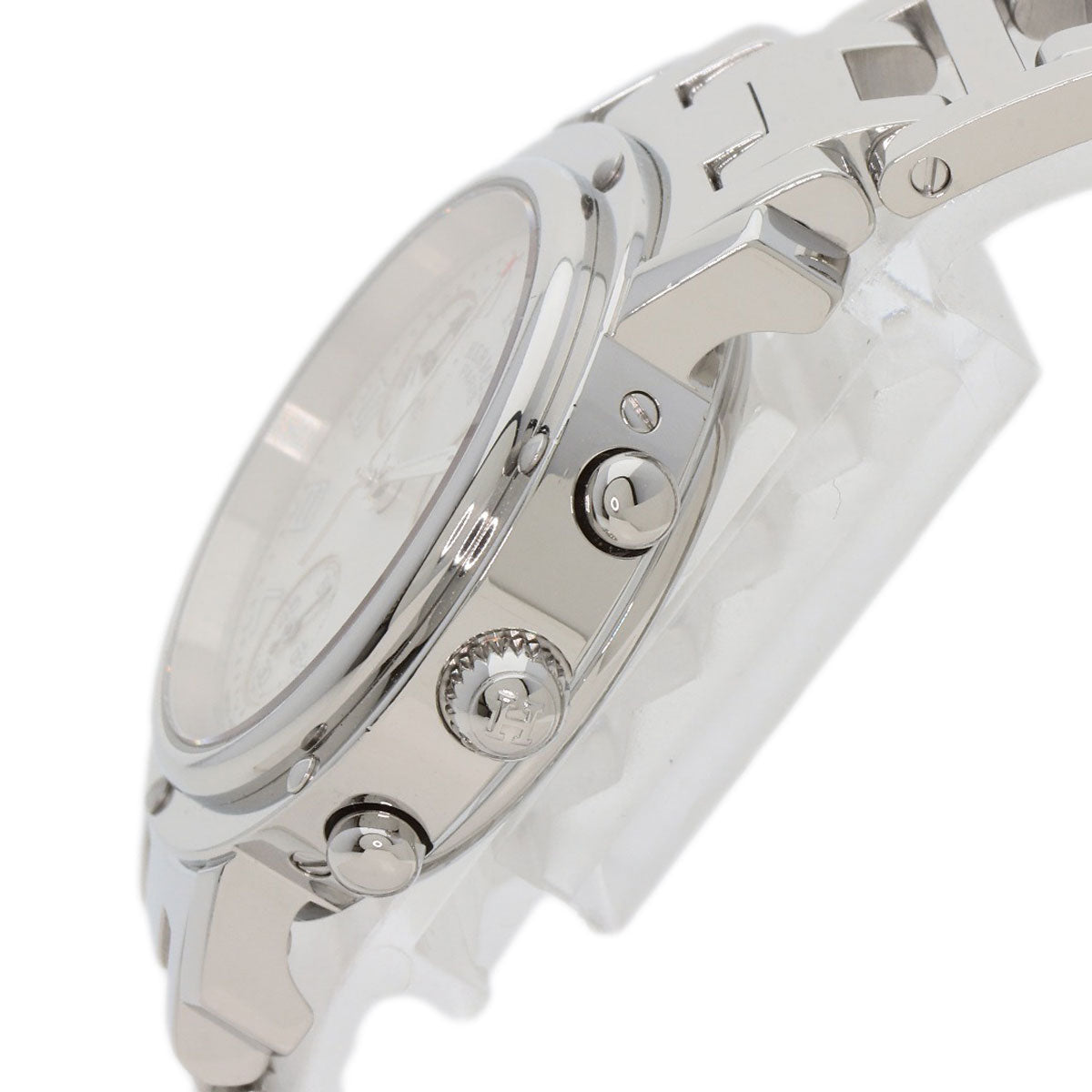 HERMES Watches Quartz CL1.310 Stainless Steel Silver Clipper Chronograph White shell dial