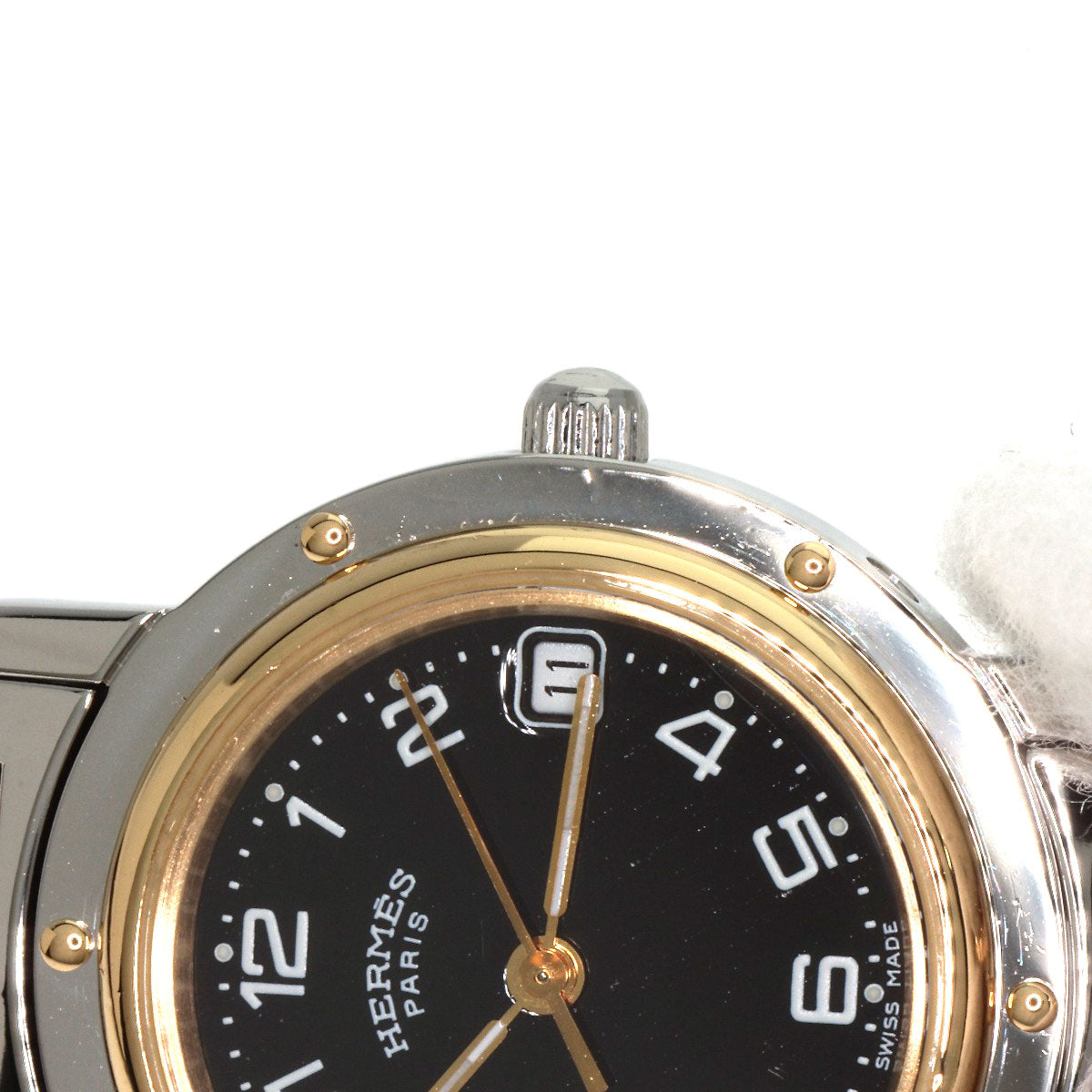 HERMES Watches Quartz CL4.220 Stainless Steel gold Clipper black dial