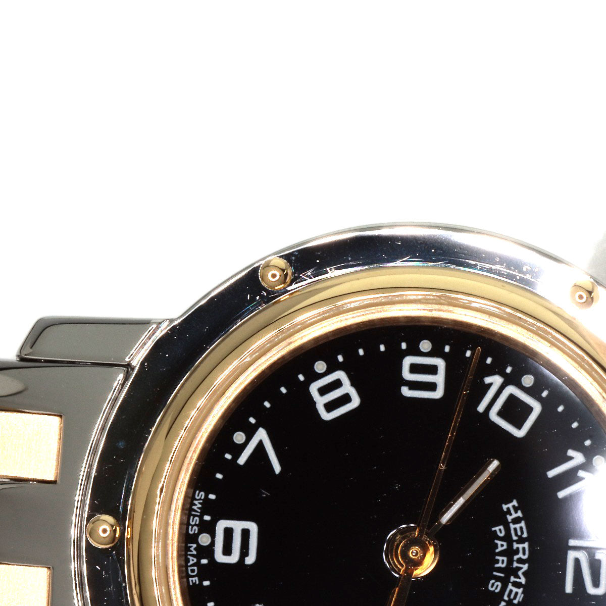 HERMES Watches Quartz CL4.220 Stainless Steel gold Clipper black dial