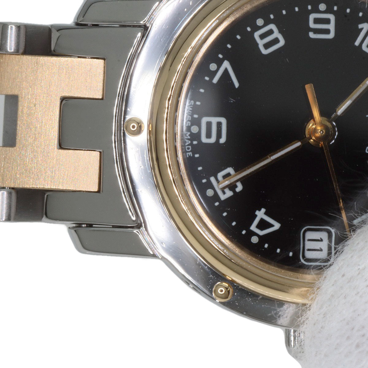 HERMES Watches Quartz CL4.220 Stainless Steel gold Clipper black dial