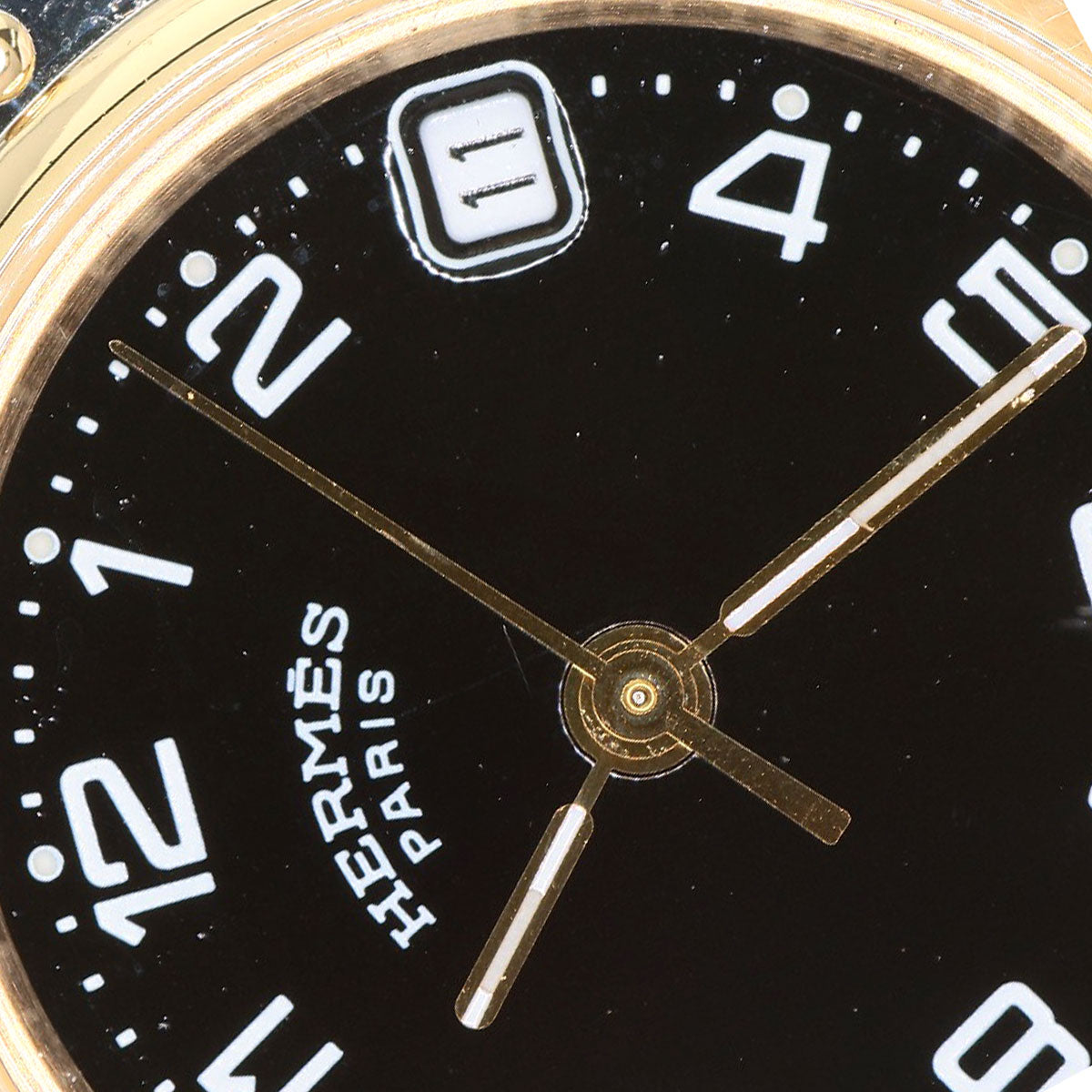 HERMES Watches Quartz CL4.220 Stainless Steel gold Clipper black dial
