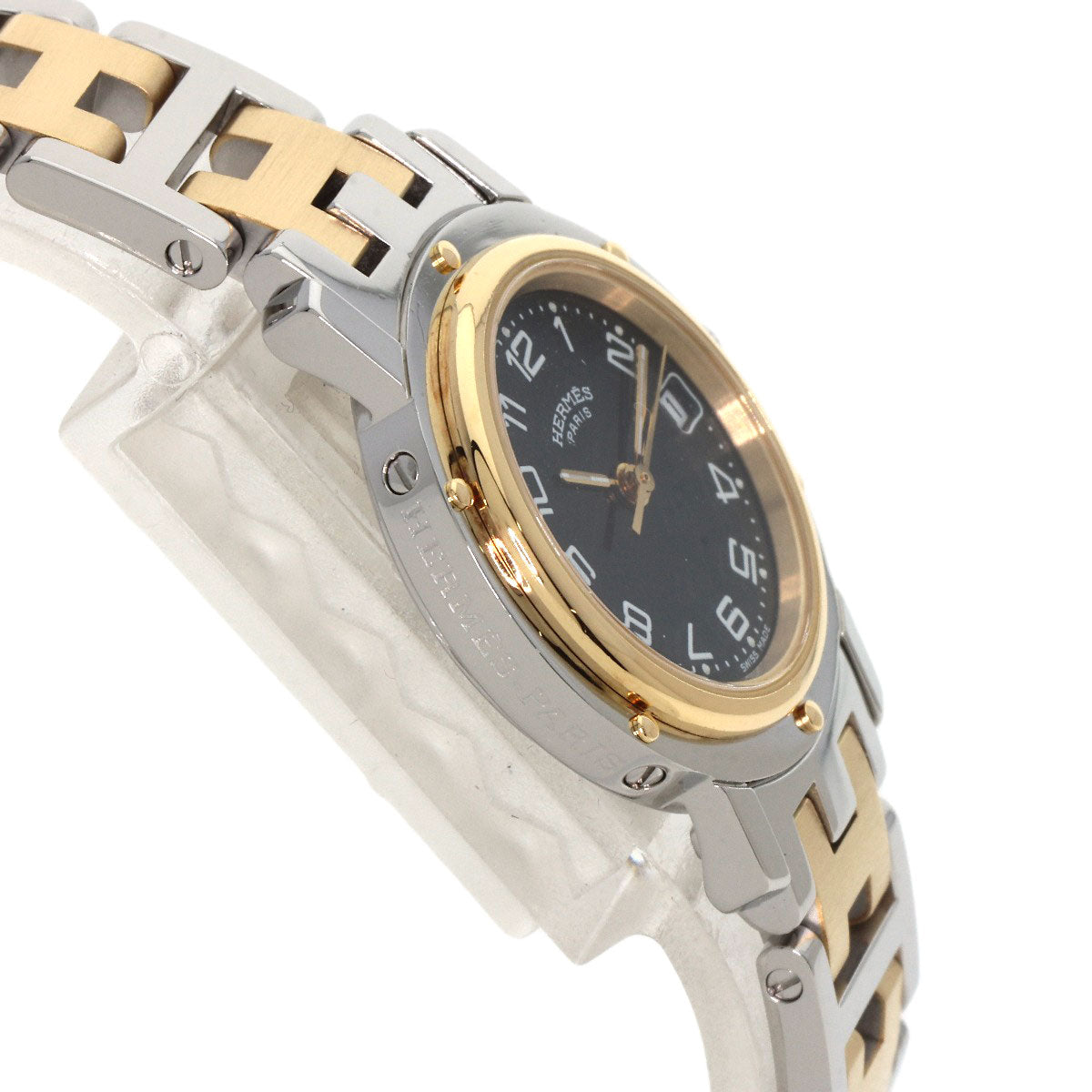 HERMES Watches Quartz CL4.220 Stainless Steel gold Clipper black dial