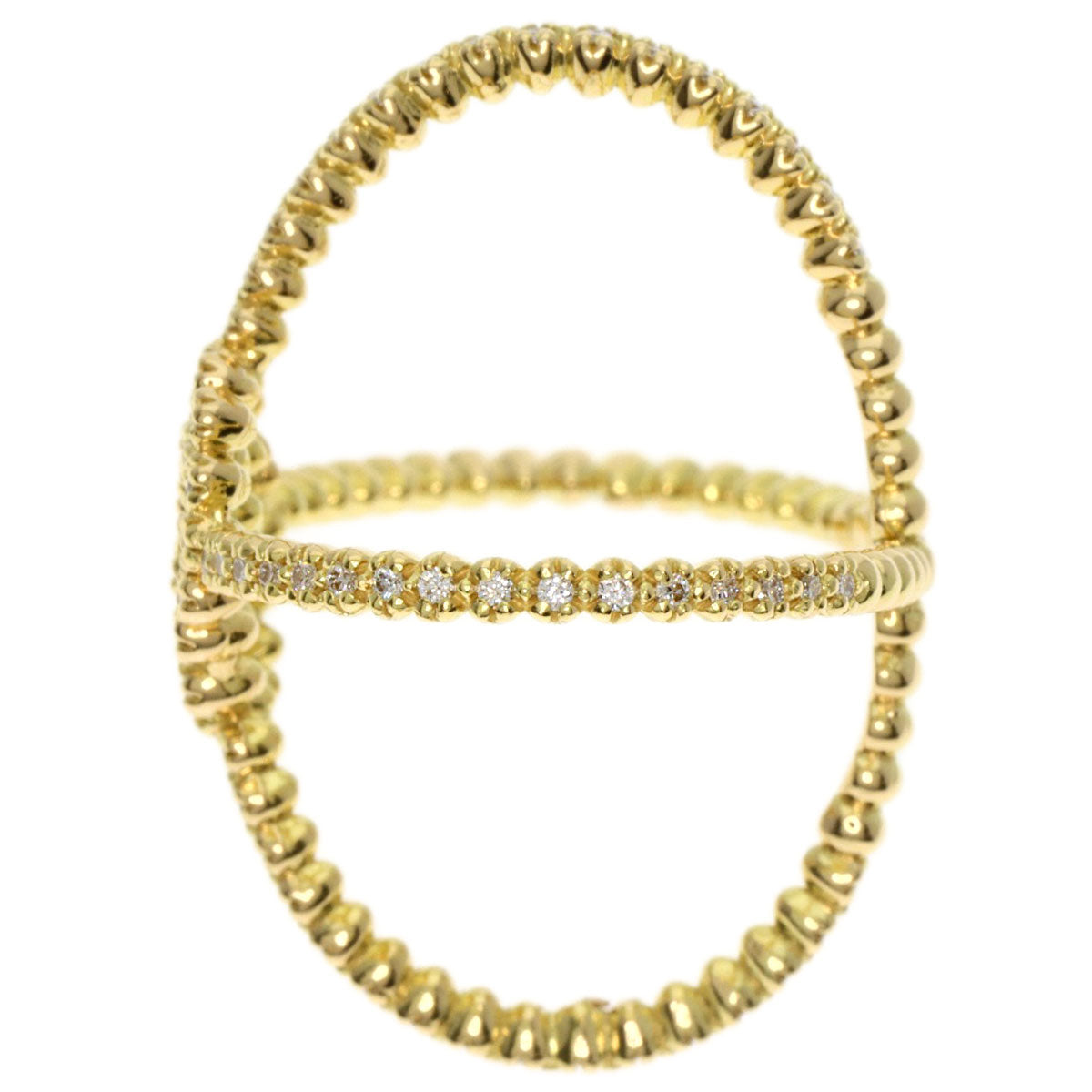 GUCCI Ring 18K Yellow Gold gold GG Running x Diamond #9 Women Used