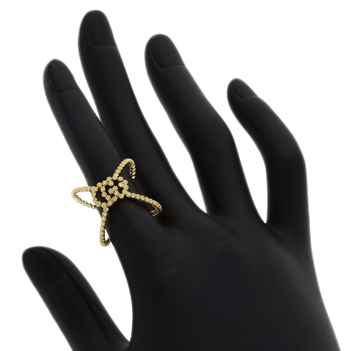 GUCCI Ring 18K Yellow Gold gold GG Running x Diamond #9 Women Used