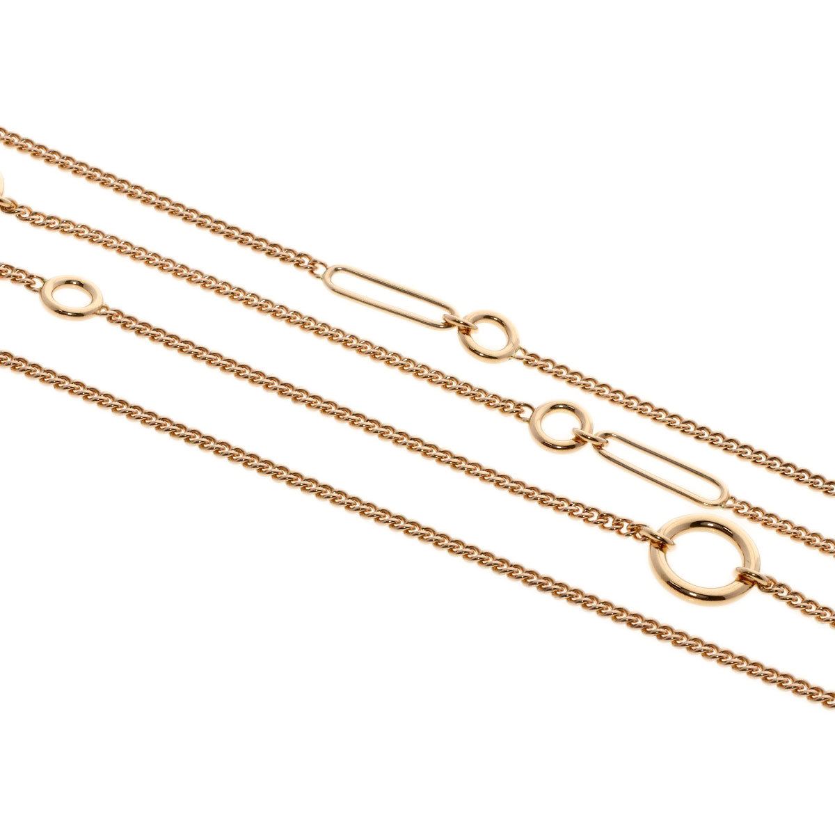 HERMES Necklace 18K Pink Gold Silver Chaine d'Ancre Echapp Long Women Used