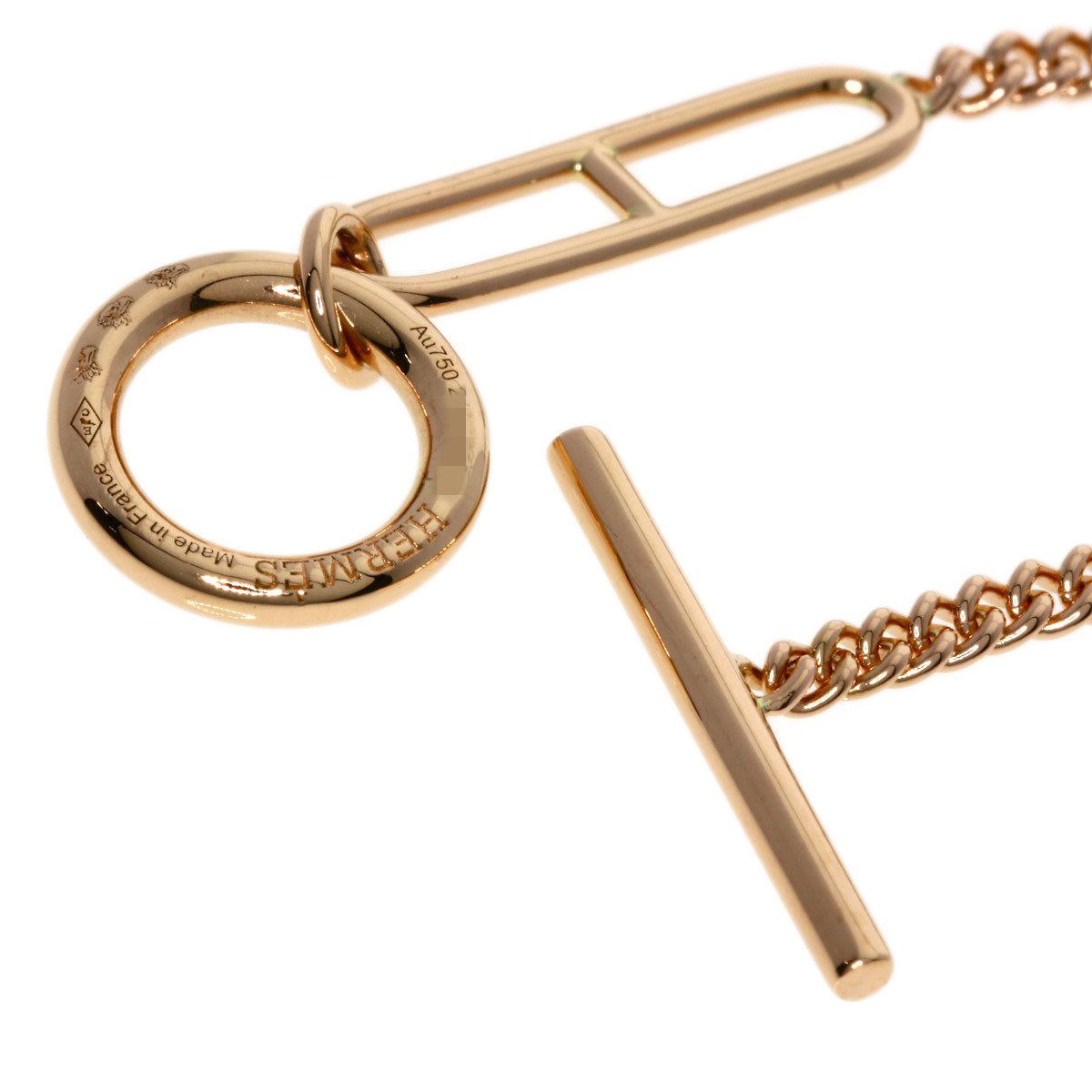 HERMES Necklace 18K Pink Gold Silver Chaine d'Ancre Echapp Long Women Used