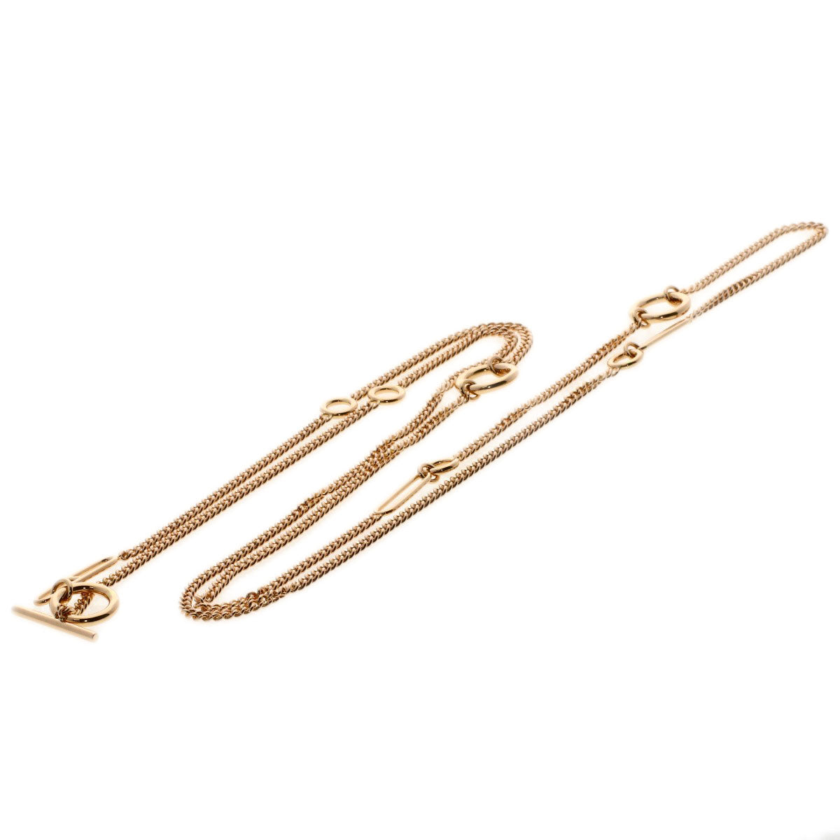 HERMES Necklace 18K Pink Gold Silver Chaine d'Ancre Echapp Long Women Used
