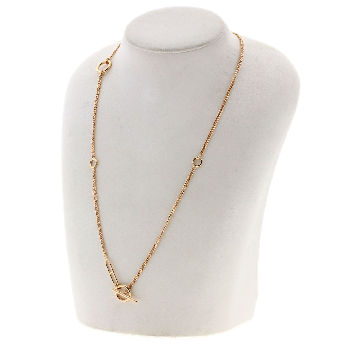 HERMES Necklace 18K Pink Gold Silver Chaine d'Ancre Echapp Long Women Used