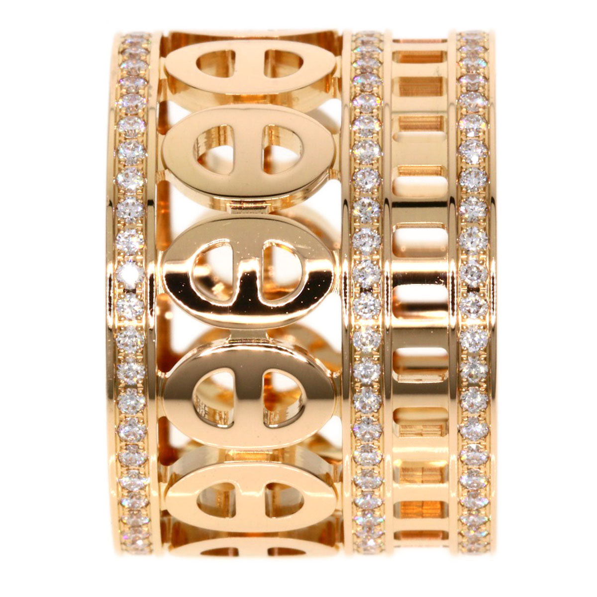 HERMES Ring 18K Pink Gold gold Chene Dunkle Divine Diamond #51 Women Used
