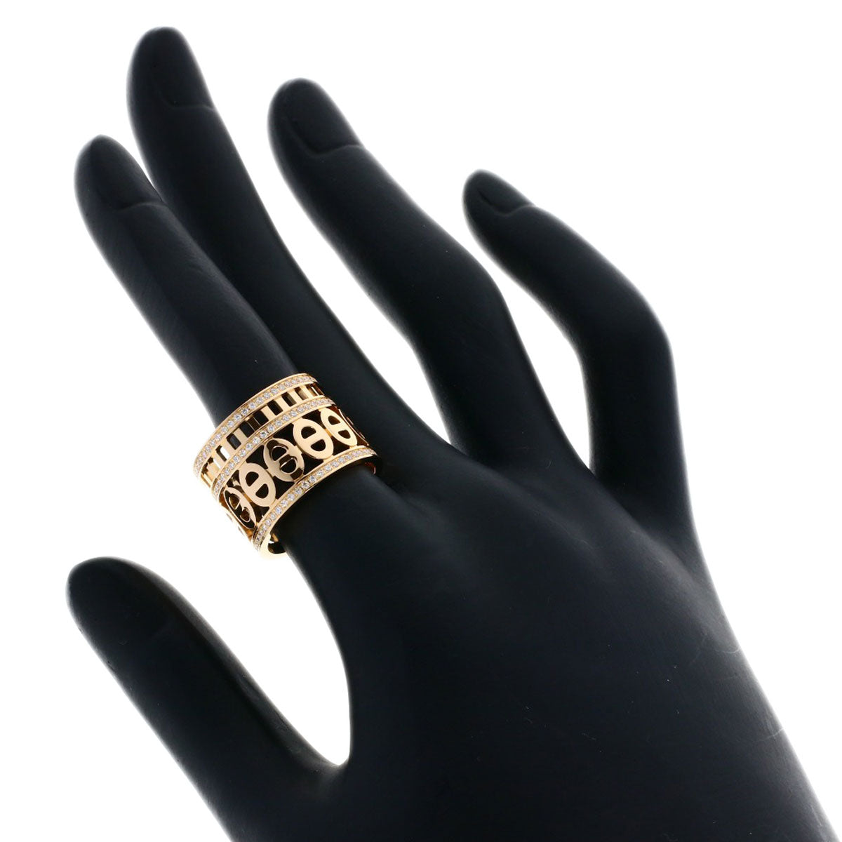 HERMES Ring 18K Pink Gold gold Chene Dunkle Divine Diamond #51 Women Used