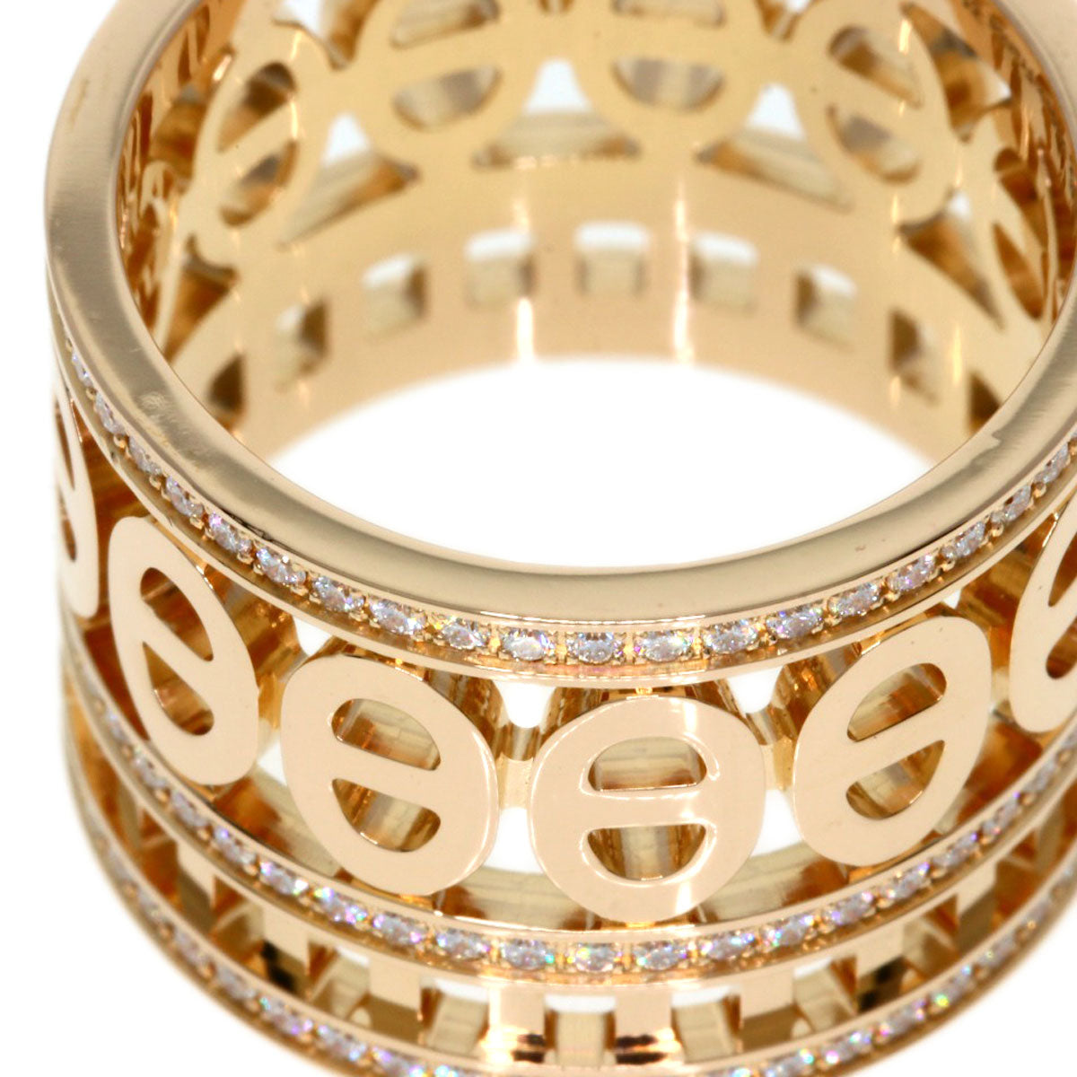 HERMES Ring 18K Pink Gold gold Chene Dunkle Divine Diamond #51 Women Used