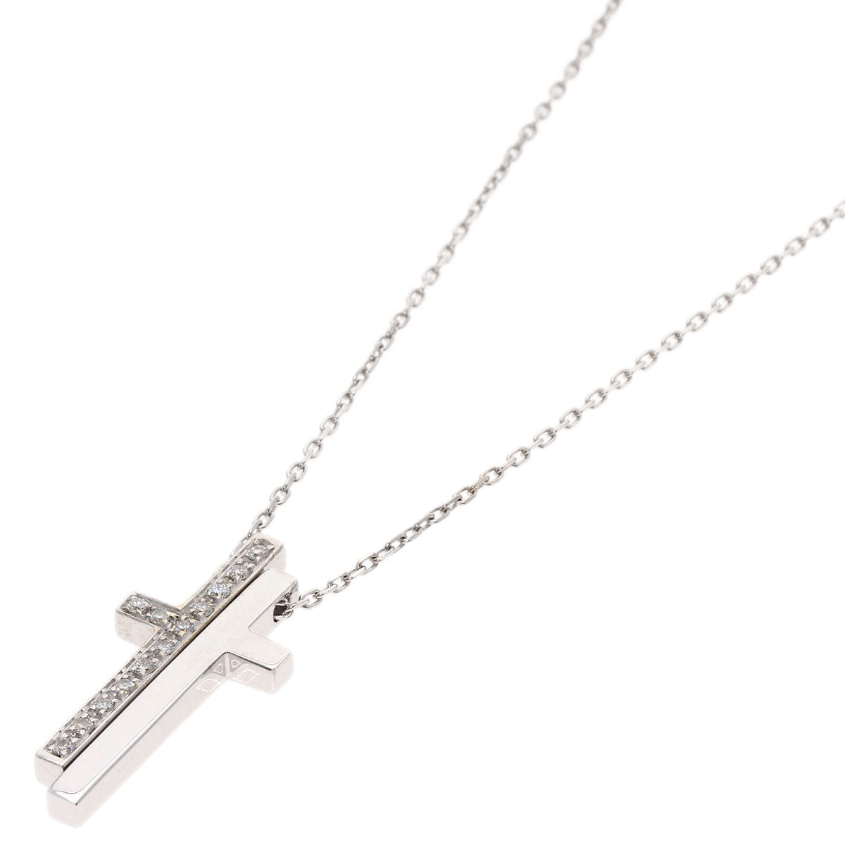GUCCI Necklace K18WG Silver Separate cross diamond