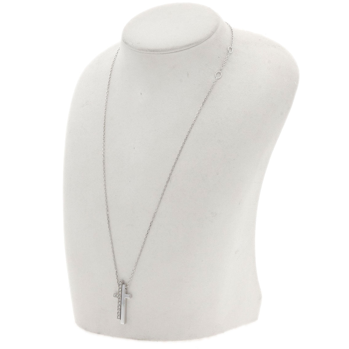 GUCCI Necklace K18WG Silver Separate cross diamond