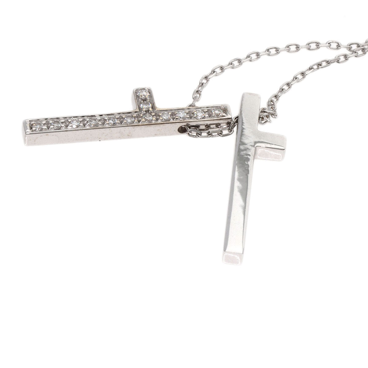GUCCI Necklace K18WG Silver Separate cross diamond