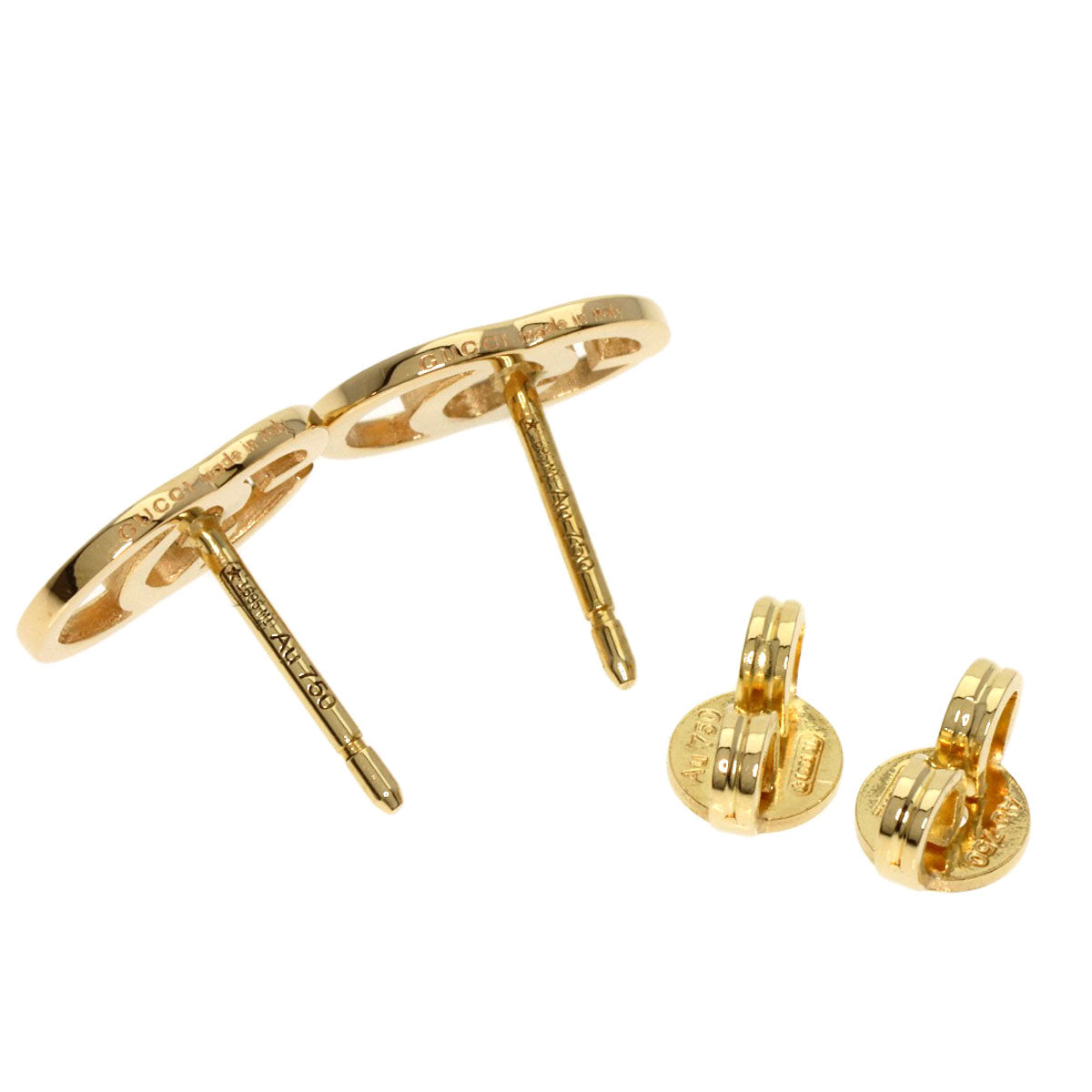 GUCCI Pierce 18K Yellow Gold gold GG running studs