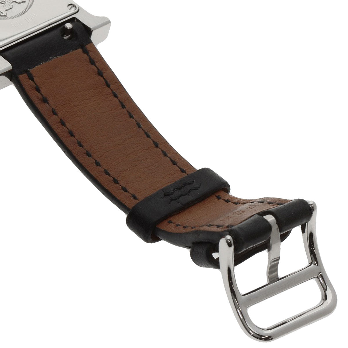 HERMES Watches Quartz HH1.221.336/VB89 Stainless Steel Silver H Watch Double Tour Black Lacquer black dial