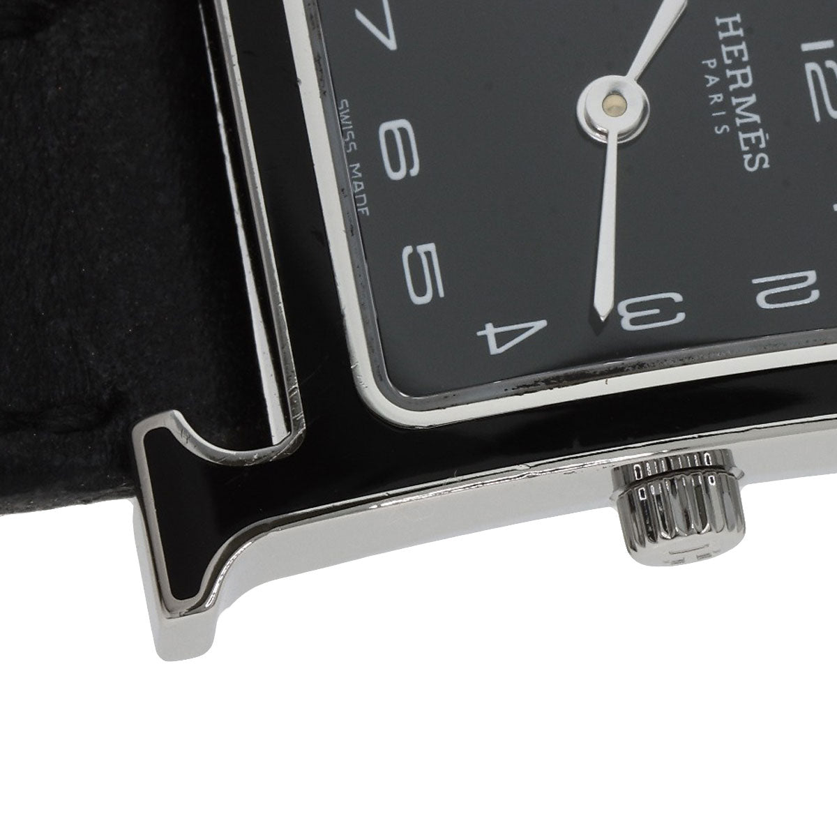 HERMES Watches Quartz HH1.221.336/VB89 Stainless Steel Silver H Watch Double Tour Black Lacquer black dial