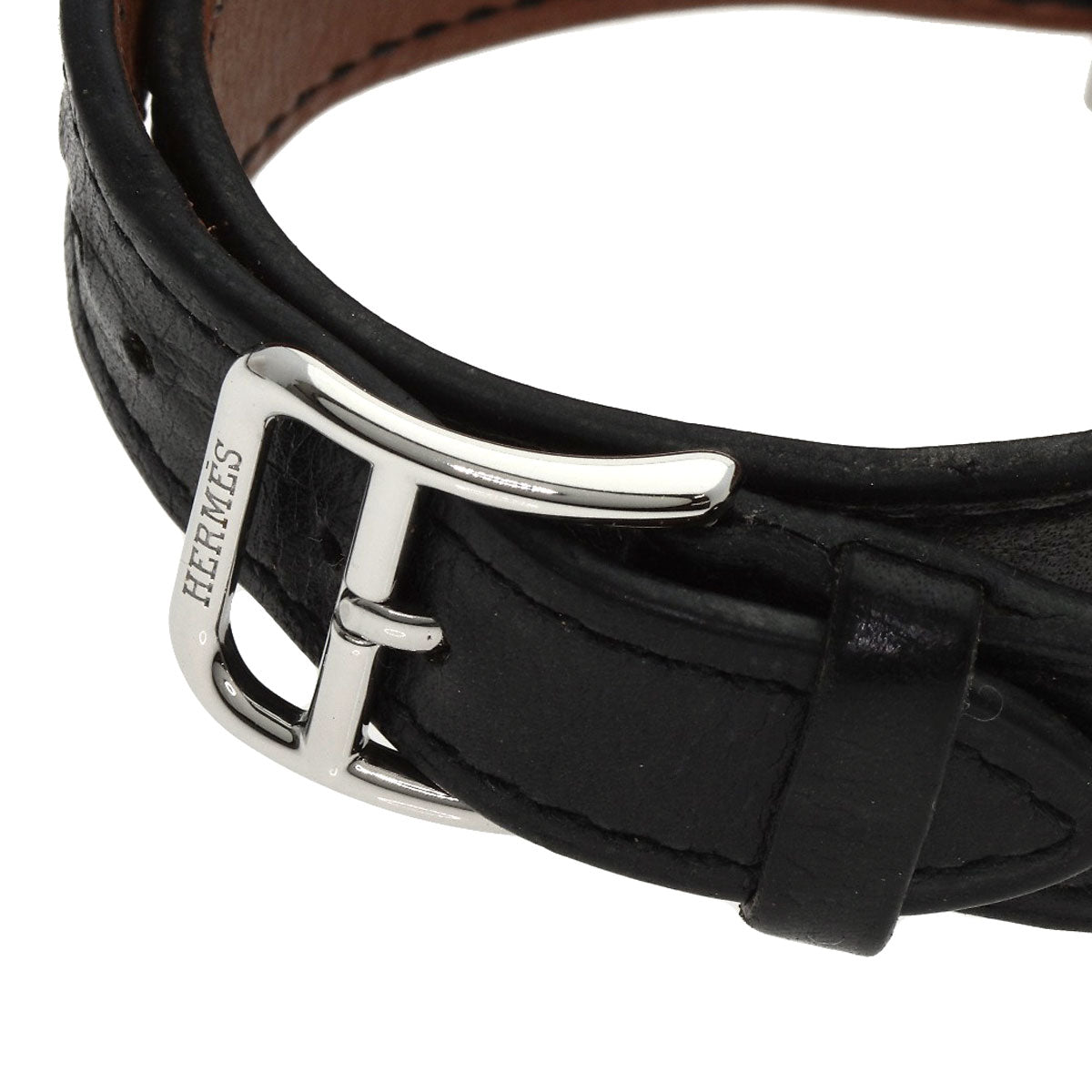 HERMES Watches Quartz HH1.221.336/VB89 Stainless Steel Silver H Watch Double Tour Black Lacquer black dial