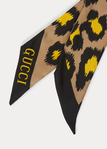 Gucci Silk Neck Bow in Leopard Print