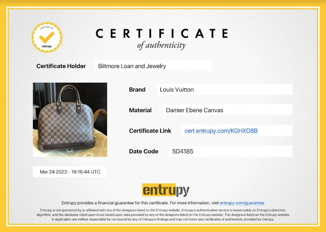 Louis Vuitton Damier Ebene Alma MM Handbag Satchel