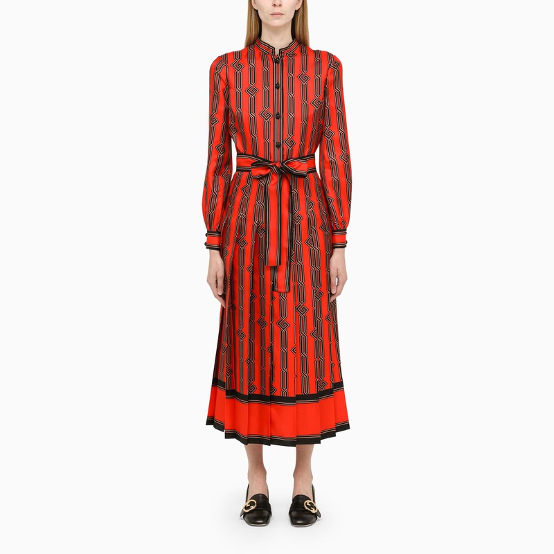 Gucci Orange Printed Silk Chemisier Women