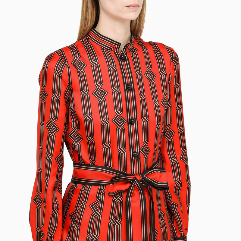Gucci Orange Printed Silk Chemisier Women