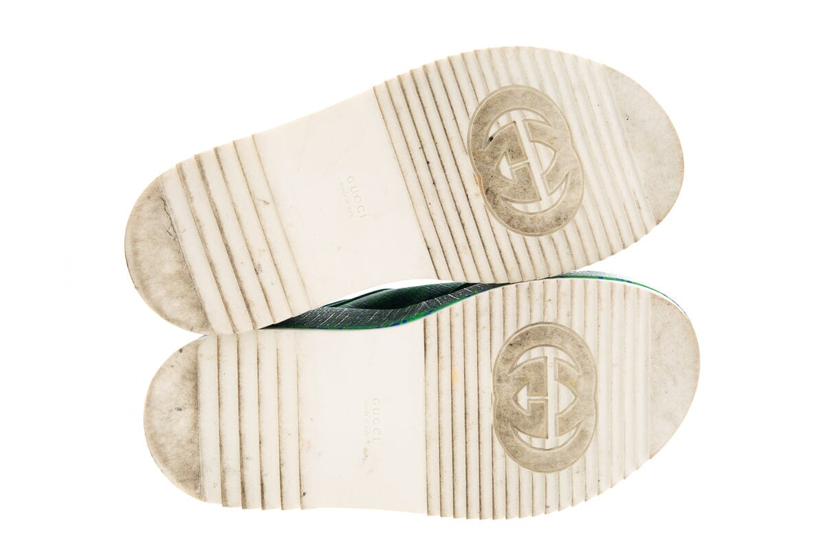 Gucci Blue & Green GG Supreme Platform Sandals SZ 39