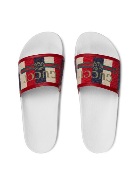 Gucci Sylvie Web Slide Sandals in White