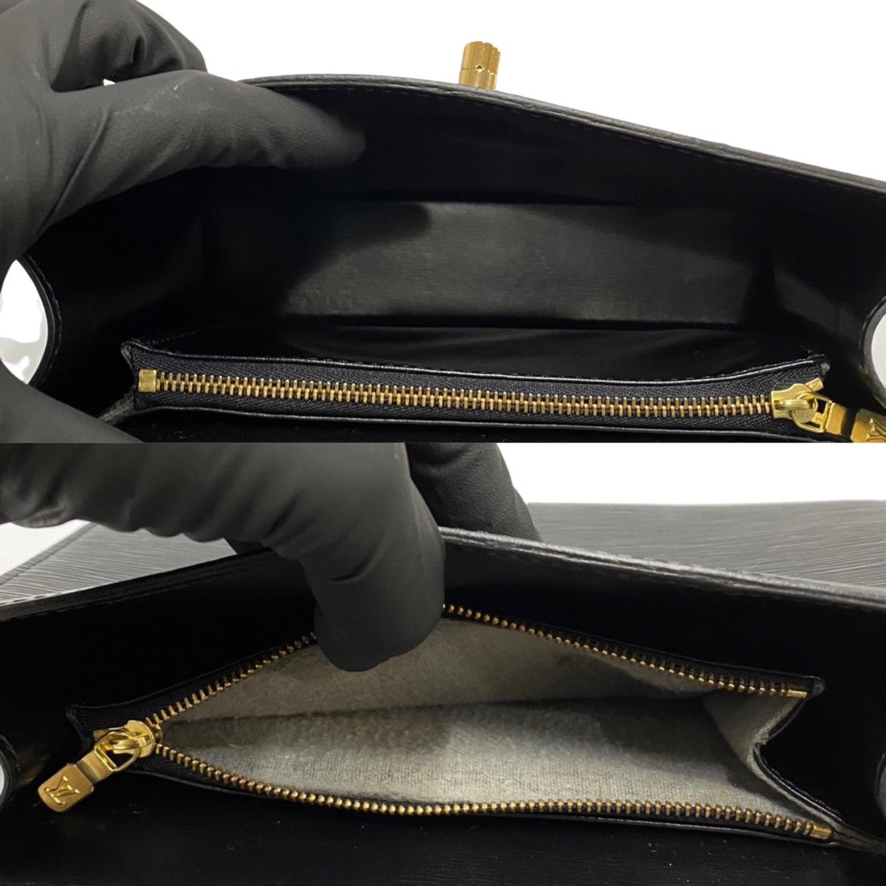 LOUIS VUITTON Handbag Epi Leather black Epi Malesherbes