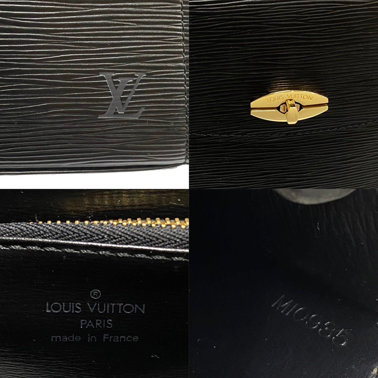 LOUIS VUITTON Handbag Epi Leather black Epi Malesherbes